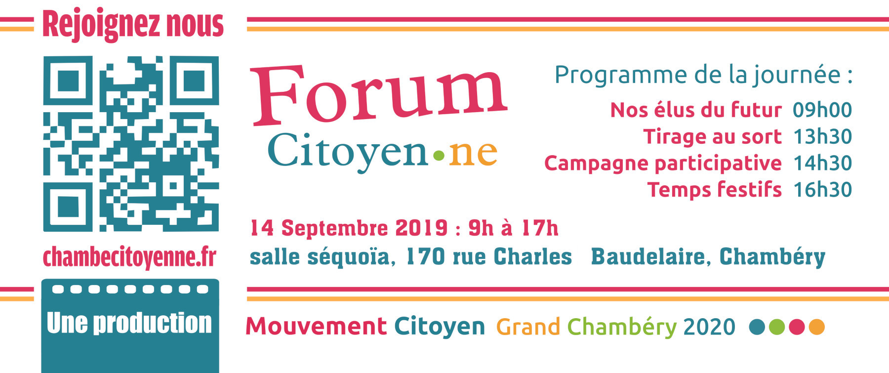 Visuel des information du Forum citoyen du 14 septembre. Serez-vous candidat-es en mars 2020 ?